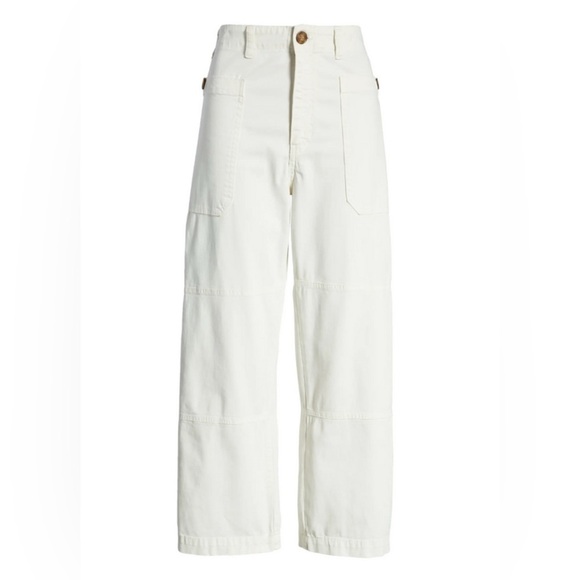 FRAME Denim - Frame Pants Womens 28 Oversized Pocket Utility In Blanc Cream Baggy Cropped